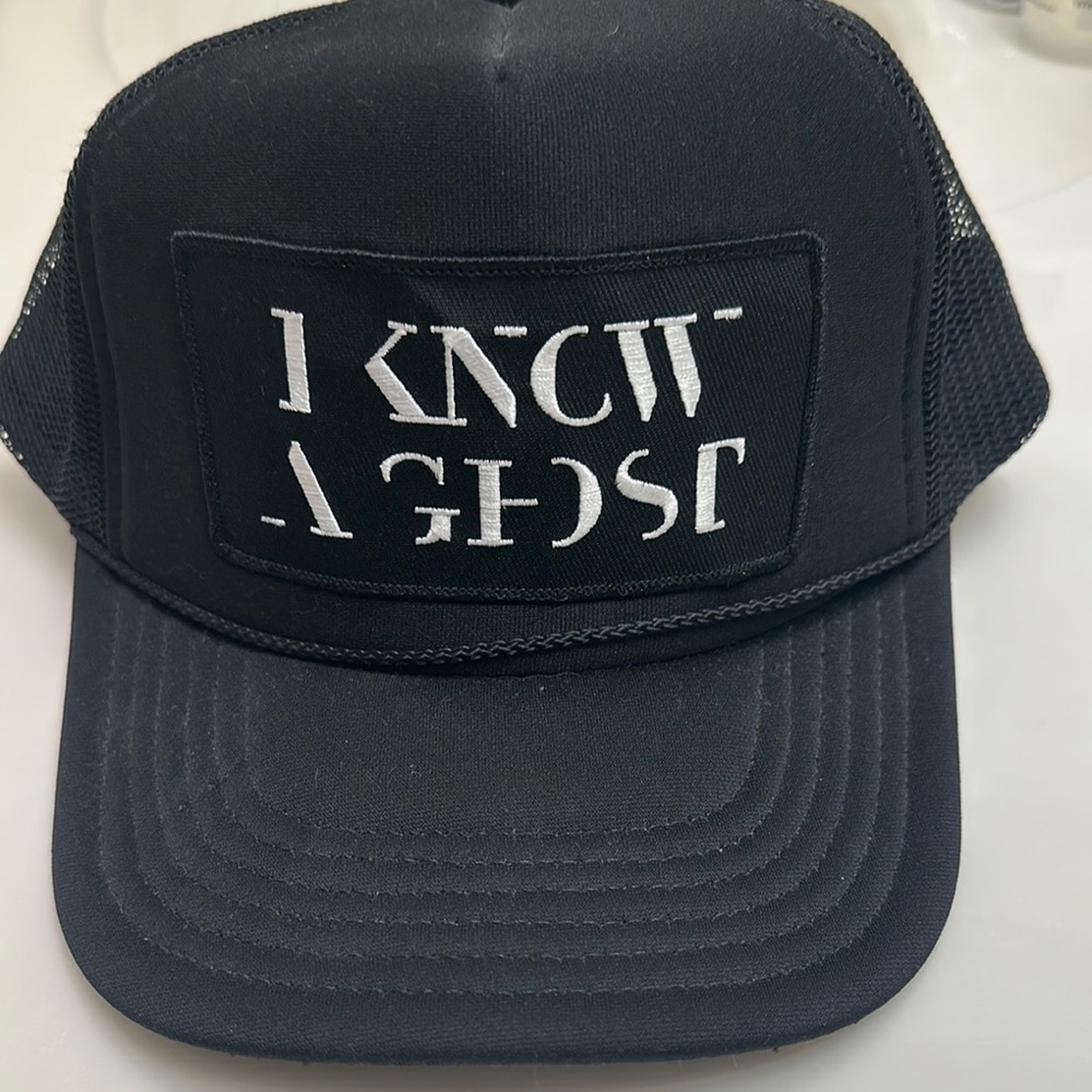 Black Trucker Hat with White Text